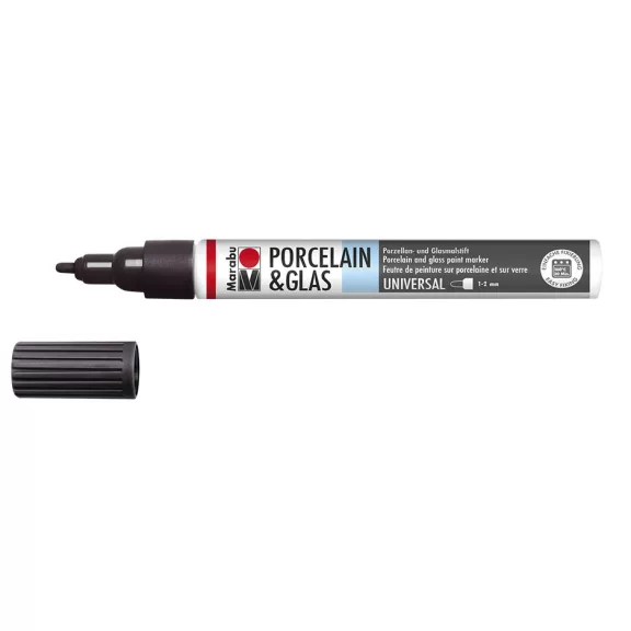 Marabu Porcelain & Glas filctoll - fekete 073, 1-2 mm