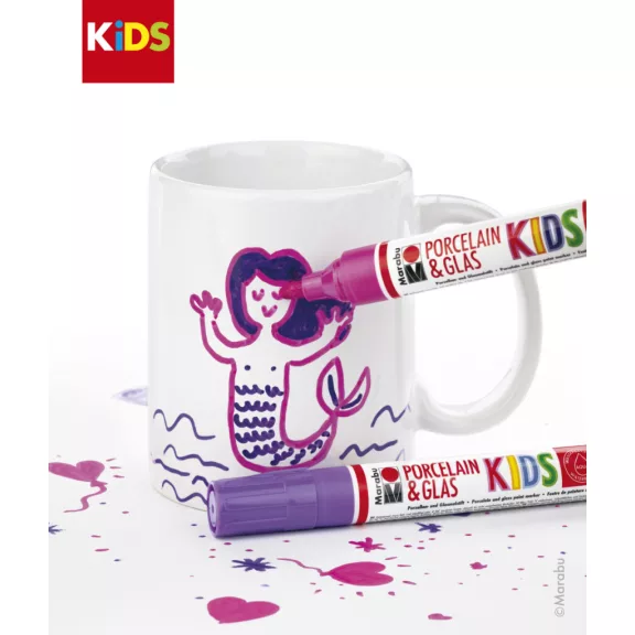 Marabu KiDS Porcelain & Glas filctoll szett - 2 db filc + bögre, lányoknak