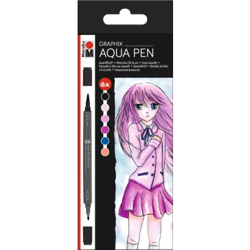   Marabu Aqua Pen Graphix akvarellfilc szett - "MA KE MANGA",6 db