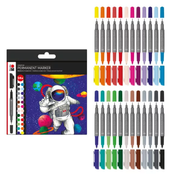 Marabu Permanent Marker Graphix kétvégű tűfilc szett - "HERO OF GALAXY", 24 db