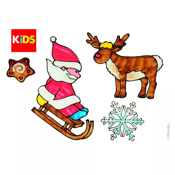 Marabu KiDS Window Color üvegmatrica festék szett - "Karácsony", 6 x 25 ml