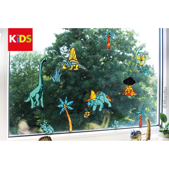 Marabu KiDS Window Color üvegmatrica festék szett - "Dinoszaurusz", 6 x 25 ml