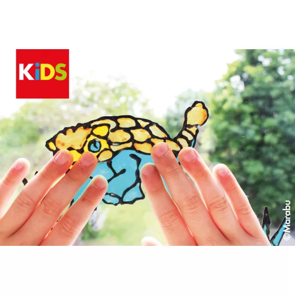Marabu KiDS Window Color üvegmatrica festék szett - "Dinoszaurusz", 6 x 25 ml
