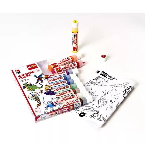 Marabu KiDS Window Color üvegmatrica festék válogatás - "Kedvenc Színek", 10 x 25 ml