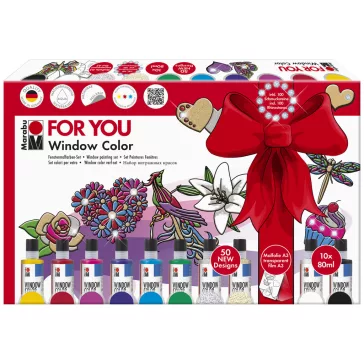   Marabu Window Color üvegmatrica festék szett - "For You", 10 x 80 ml