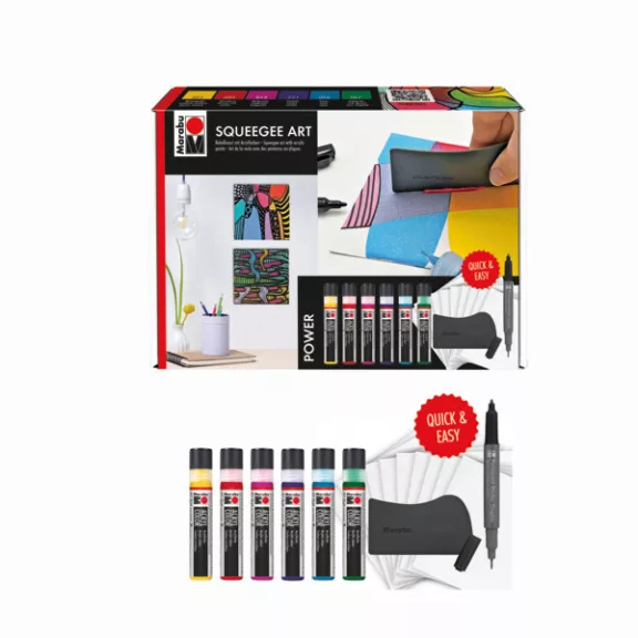 Marabu Acryl Color akrilfesték szett simítóval - 6x25 ml erős színek