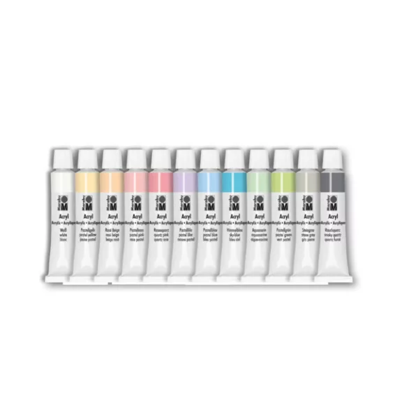 Marabu akrilfesték szett - pasztell színek, 12 x 12 ml