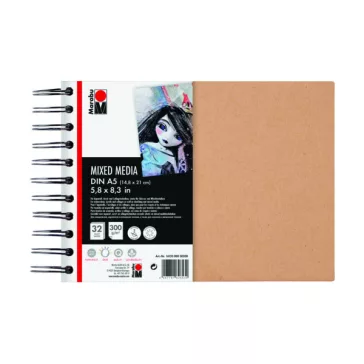   Marabu gyűrűs vázlatömb vegyes technikákhoz - A4 (210 x 297 mm), 32 lap