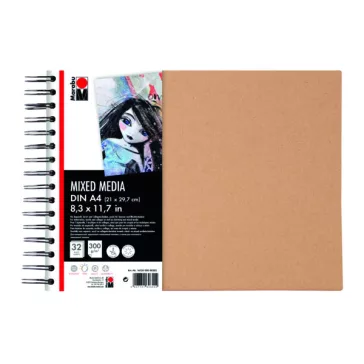   Marabu gyűrűs vázlatömb vegyes technikákhoz - A5 (148 x 210 mm), 32 lap