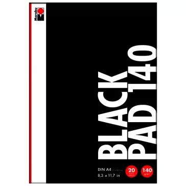   Marabu Black Pad fekete rajztömb - 140 g/m², A4 (210 x 297 mm), 20 lap