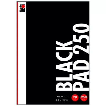   Marabu Black Pad fekete rajztömb - 250 g/m², A4 (210 x 297 mm), 20 lap
