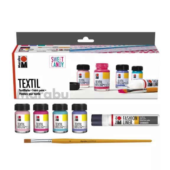 Marabu Textil textilfesték szett - "Sweet Candy", 4 x 15 ml