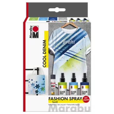   Marabu Fashion Spray textilfesték spray szett - "Cool Denim", 3 x 100 ml, 1 x 25 ml