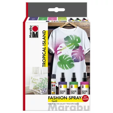   Marabu Fashion Spray textilfesték spray szett - "Tropical Island", 3 x 100 ml, 1 x 25 ml