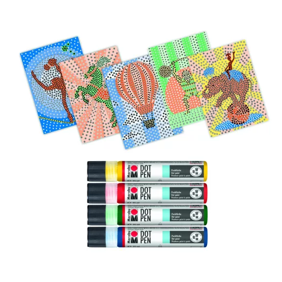 Marabu Dot Pen pontozó festék szett - "Fairytale Circus", 9 részes