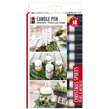   Marabu Candle Pen gyertyafestő toll szett - "Christmas Spirits" válogatás, 10 x 25 ml
