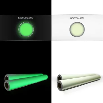   Foszforeszkáló öntapadó fólia - neonzöld, PET, 120cm széles