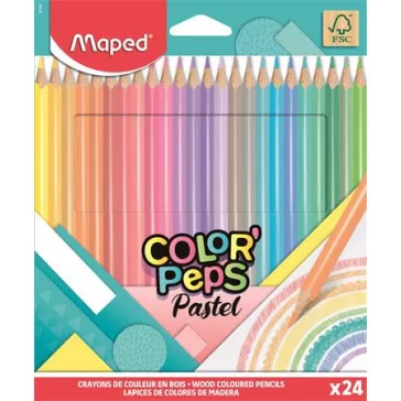   MAPED Color Peps Pastel színes ceruza készlet, háromszögletű - 24 db-os, pasztell szín