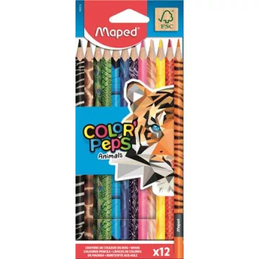   MAPED Color Peps Animal színes ceruza készlet, háromszögletű - 12 db-os