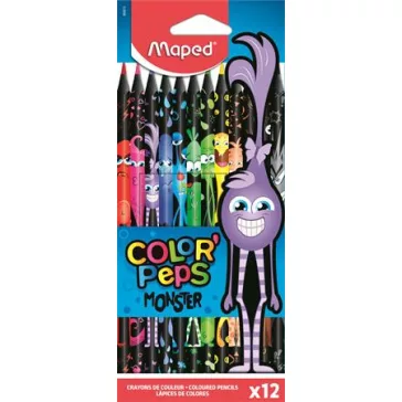   MAPED Color Peps Monster színes ceruza készlet, háromszögletű - 12 db-os