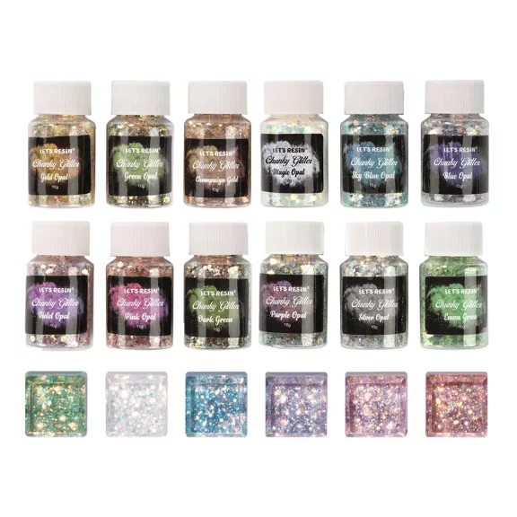 Let's Resin irizáló csillámpehely szett - 12 x 10g