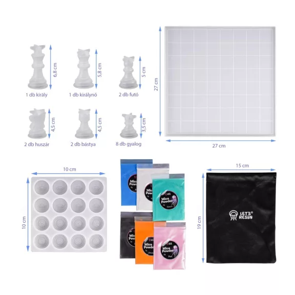 Let's Resin sakk öntőforma készlet kiegészítőkkel