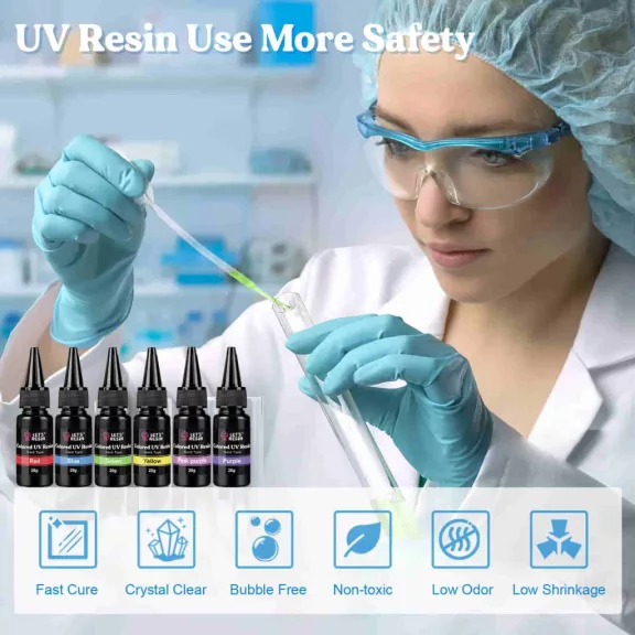 Let's Resin színes UV-gyanta készlet - 12 szín, 12 x 20 g