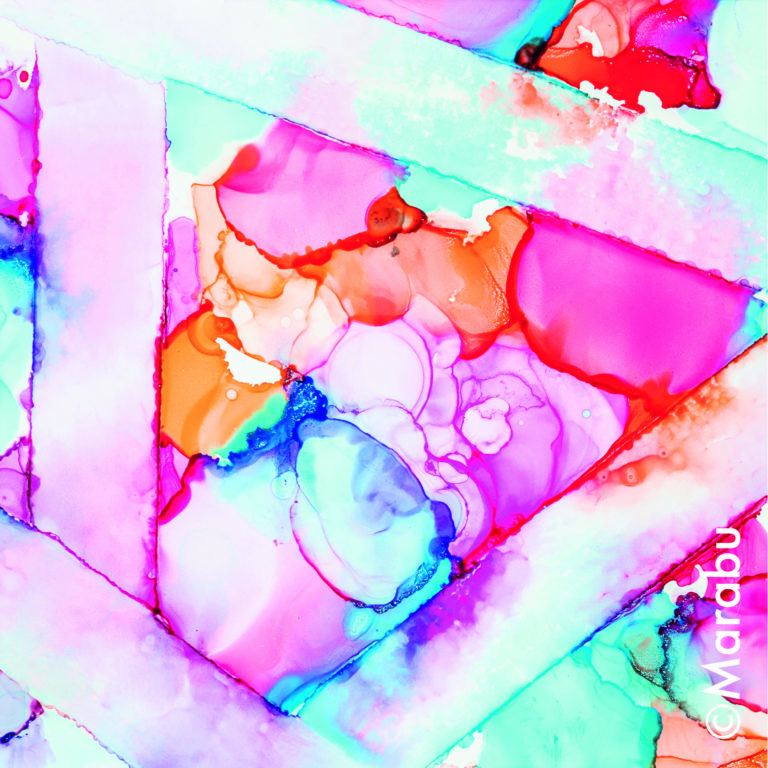Csíkos minta Marabu Alcohol Ink tintával, ragasztószalagos technikával