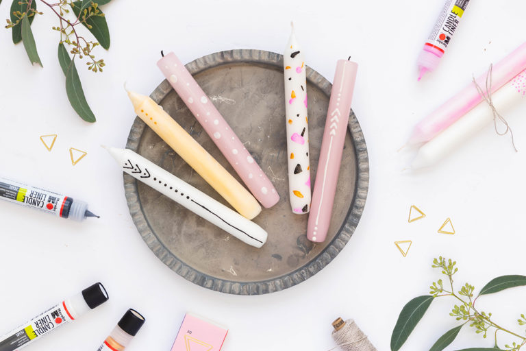 Gyertyadíszítés Marabu Candle Pennel – négy technika