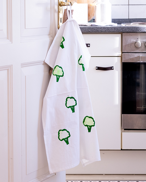 Konyharuha nyomtatása linómetszéssel, Marabu Textil Print festékkel