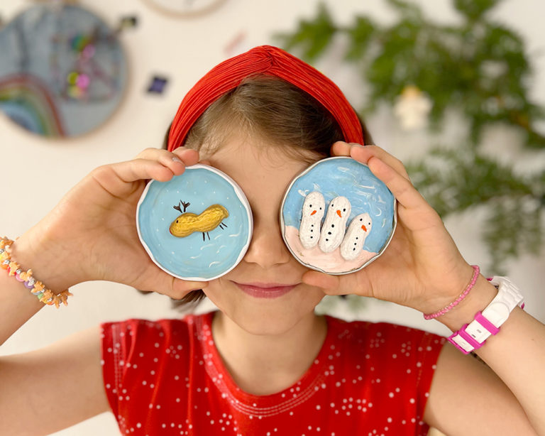 Mogyoró figurák befőttesüveg tetejében, Marabu KiDS festékkel