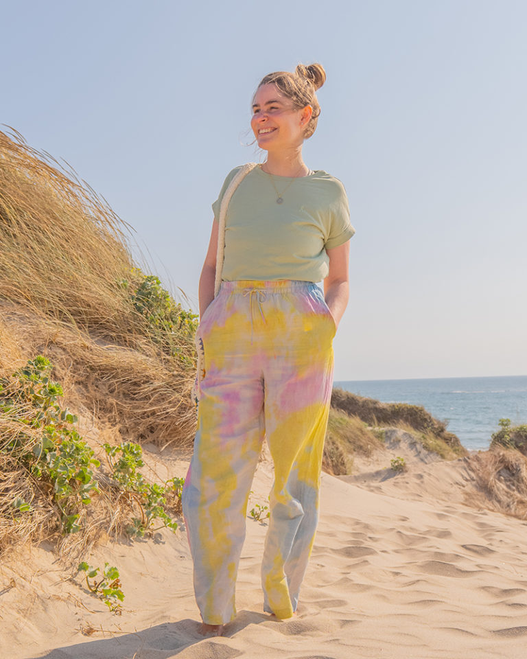Batikolt nyári nadrág Tie Dye festékkel