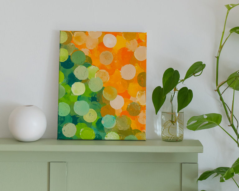 Pöttyözött vászonkép Marabu Acryl Color akrilfestékkel