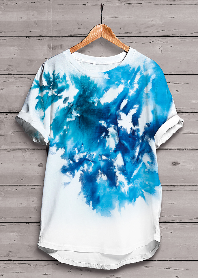 Kék shibori póló