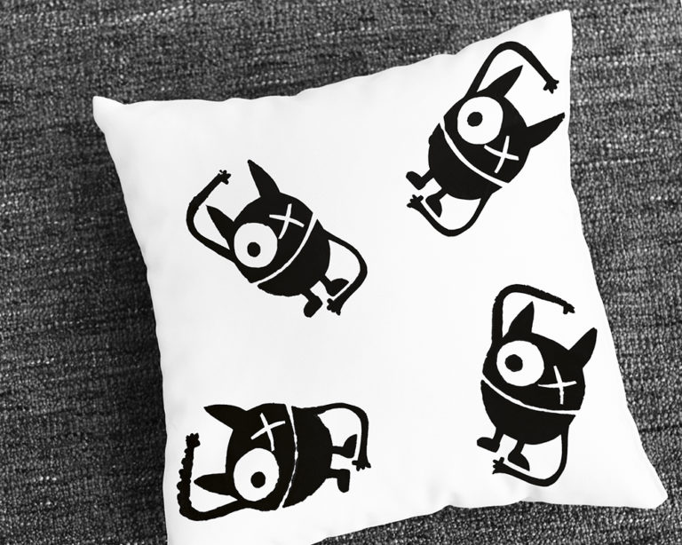Szörnyeteg nyomat párnán