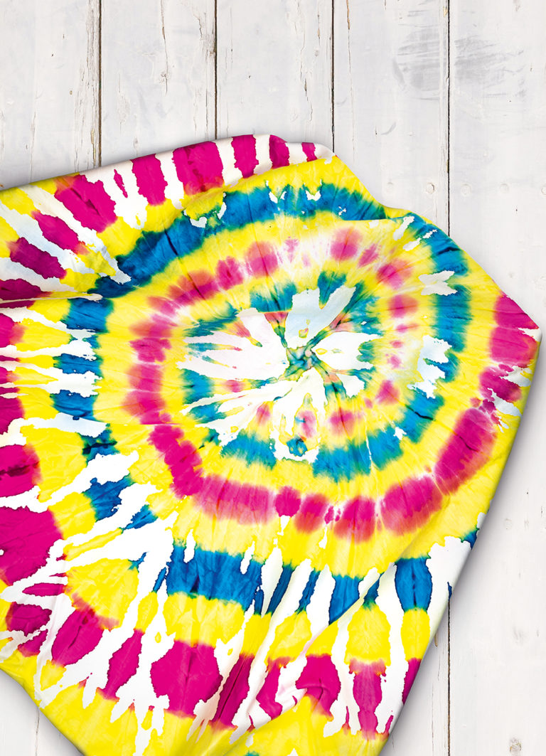 A tie-dye minta az anyagon