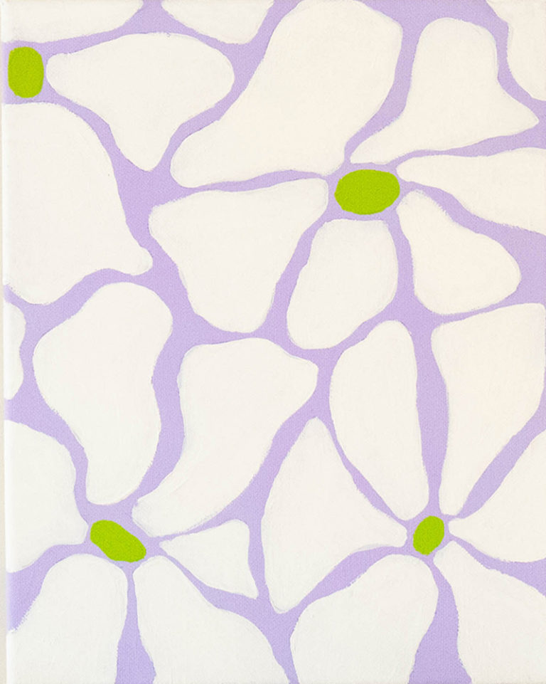 Az egyik virágos vászonkép közelről